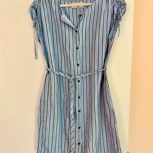 Cotélac Striped Blue Button-Down Dress